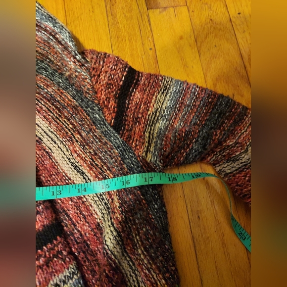 American Eagle Cardigan Sweater Small Red Boho Stripe Cozy Knit Preppy Office - Picture 6 of 8